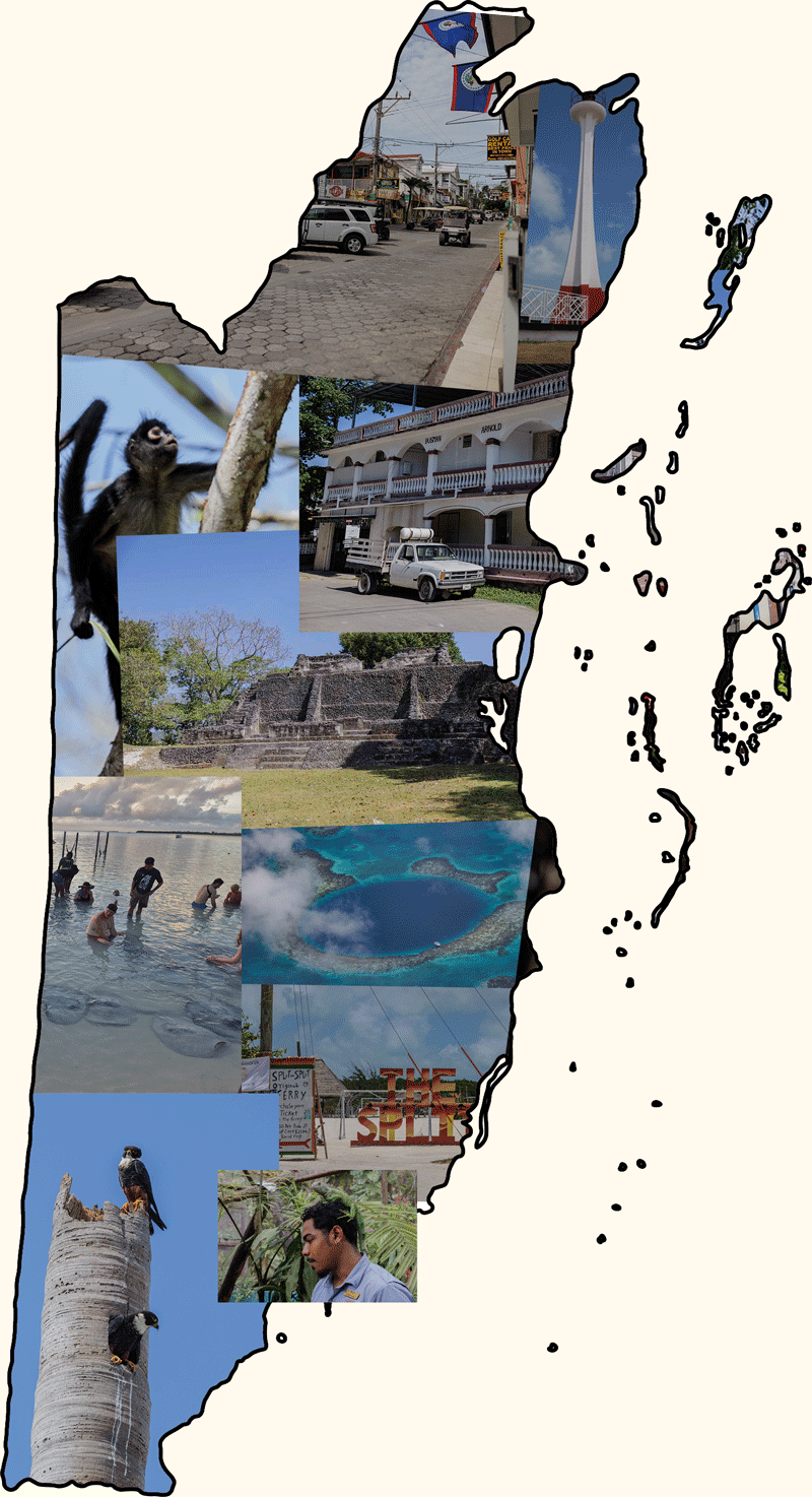 Montage of photographs from Belize