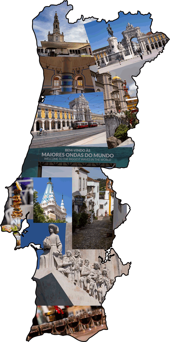 photo montage of Portugal in the shape of its borders