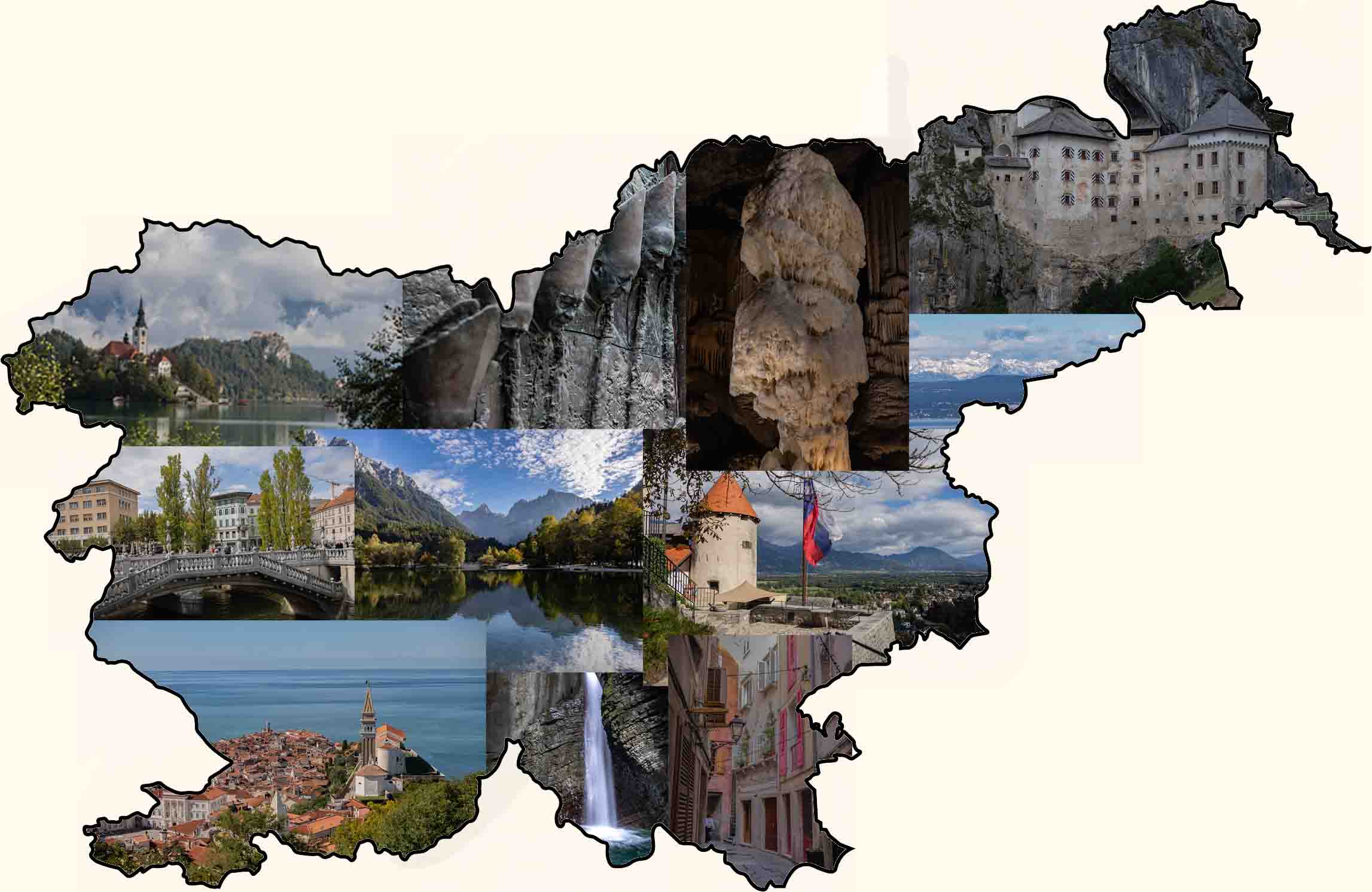 Images of Slovenia shaped into the border of the country - Slovenia Travel Guide