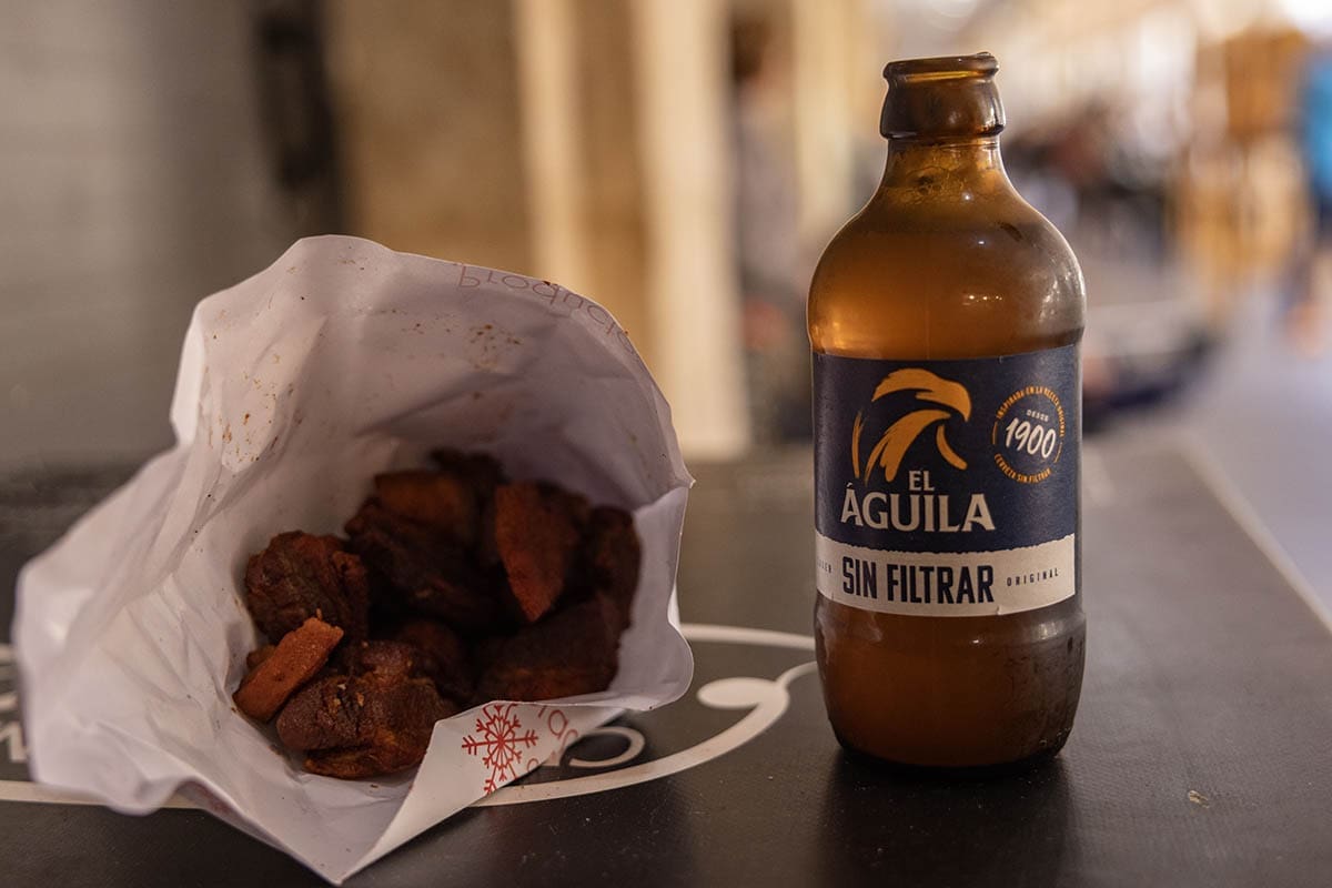 Chicharrones and beer for lunch at Cadiz market - Best Things to do in Cadiz