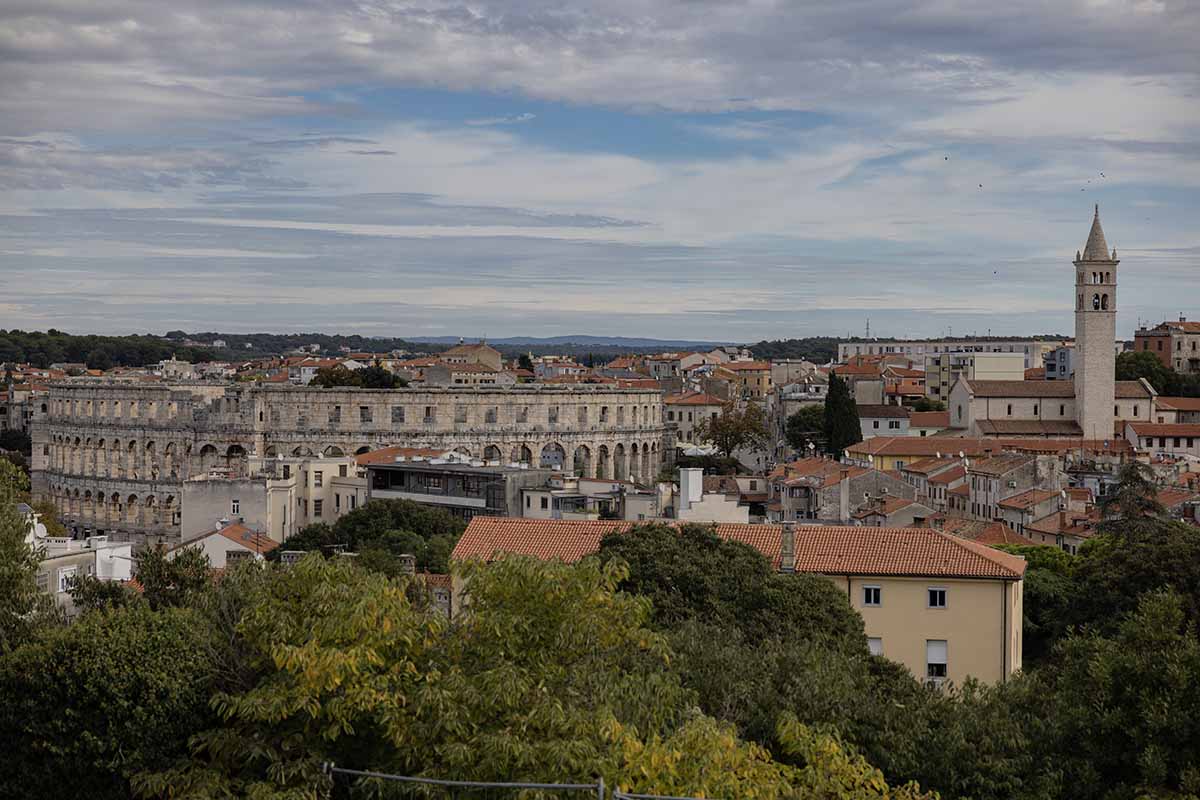 Pula in Croatia. The arena from the fortress